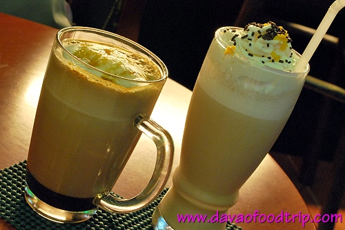Coffee For Peace (Davao): Cifra ala Mode (right, their winning concoction in 2007) and Cafe Caramel Mocha Hot Latte (left)