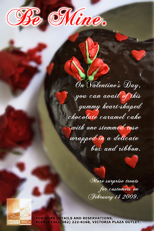 Bastis Brew Valentine treat poster (photo by Rhonson Ng, design & layout by Jojie Alcantara)