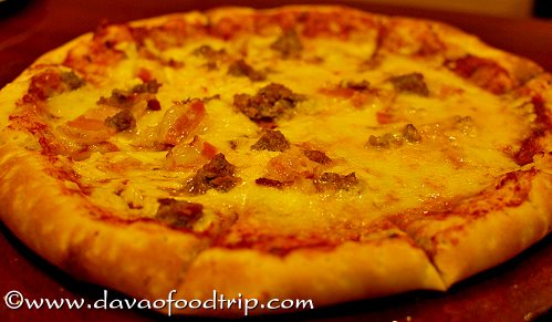 bacon extra cheeseburger pizza at Coco's South Bistro Victoria Plaza Davao City