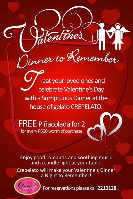 Valentine's Dinner to Remember at Crepelato Gelato Davao February 2011