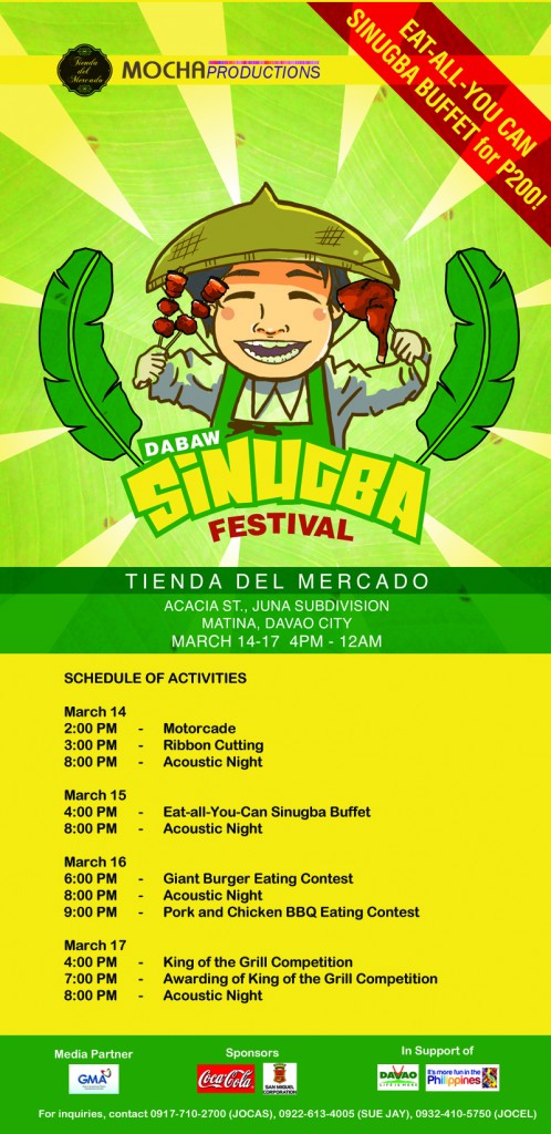 1st Dabaw Sinugba Festival schedule of activities poster